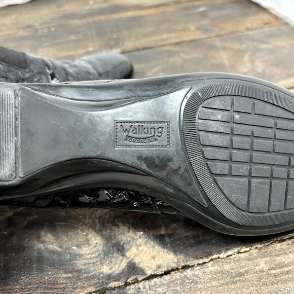 Walking Cradles Classics Women's Black Patent Leather Alligator Slides Size 11M - Picture 6 of 7